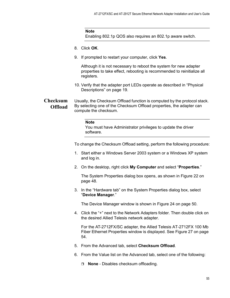 Checksum offload | Allied Telesis AT-2912T User Manual | Page 55 / 92