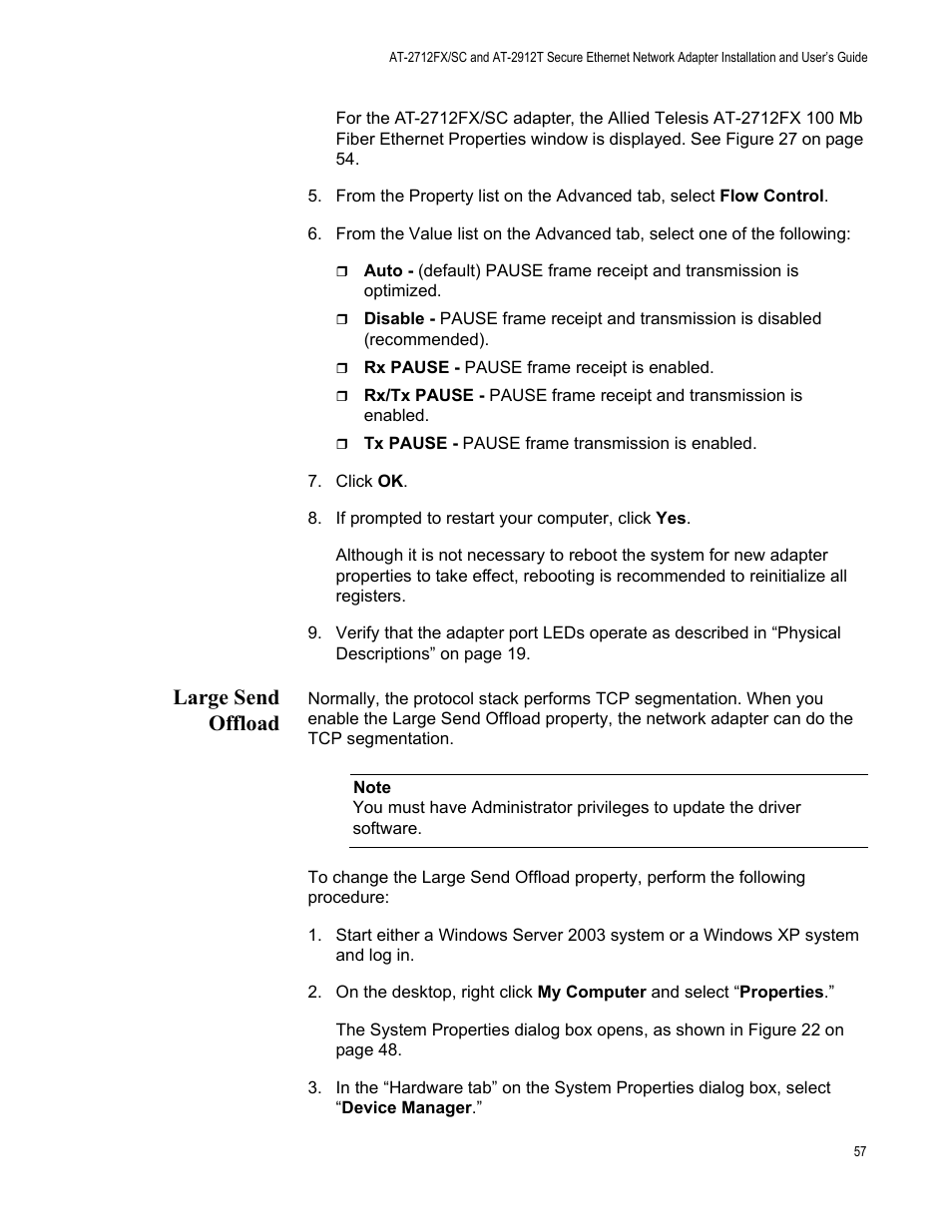 Large send offload | Allied Telesis AT-2912T User Manual | Page 57 / 92