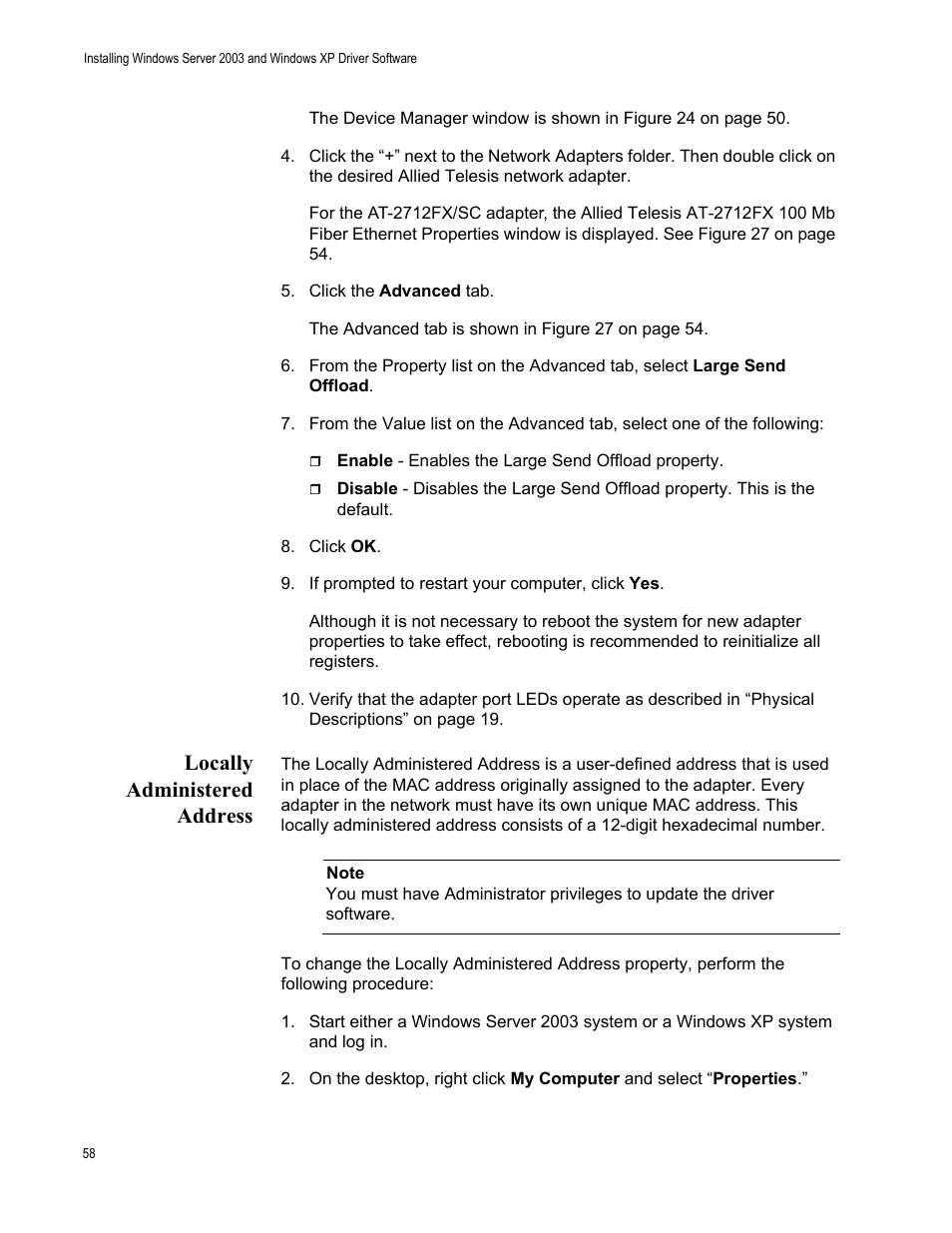 Locally administered address | Allied Telesis AT-2912T User Manual | Page 58 / 92