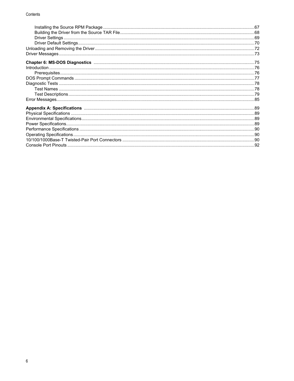 Chapter 6, Appendix a | Allied Telesis AT-2912T User Manual | Page 6 / 92