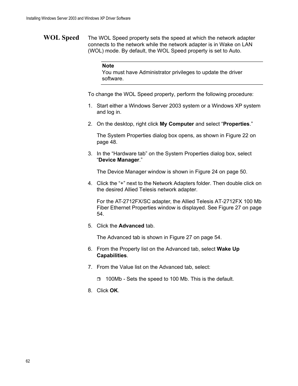 Wol speed | Allied Telesis AT-2912T User Manual | Page 62 / 92