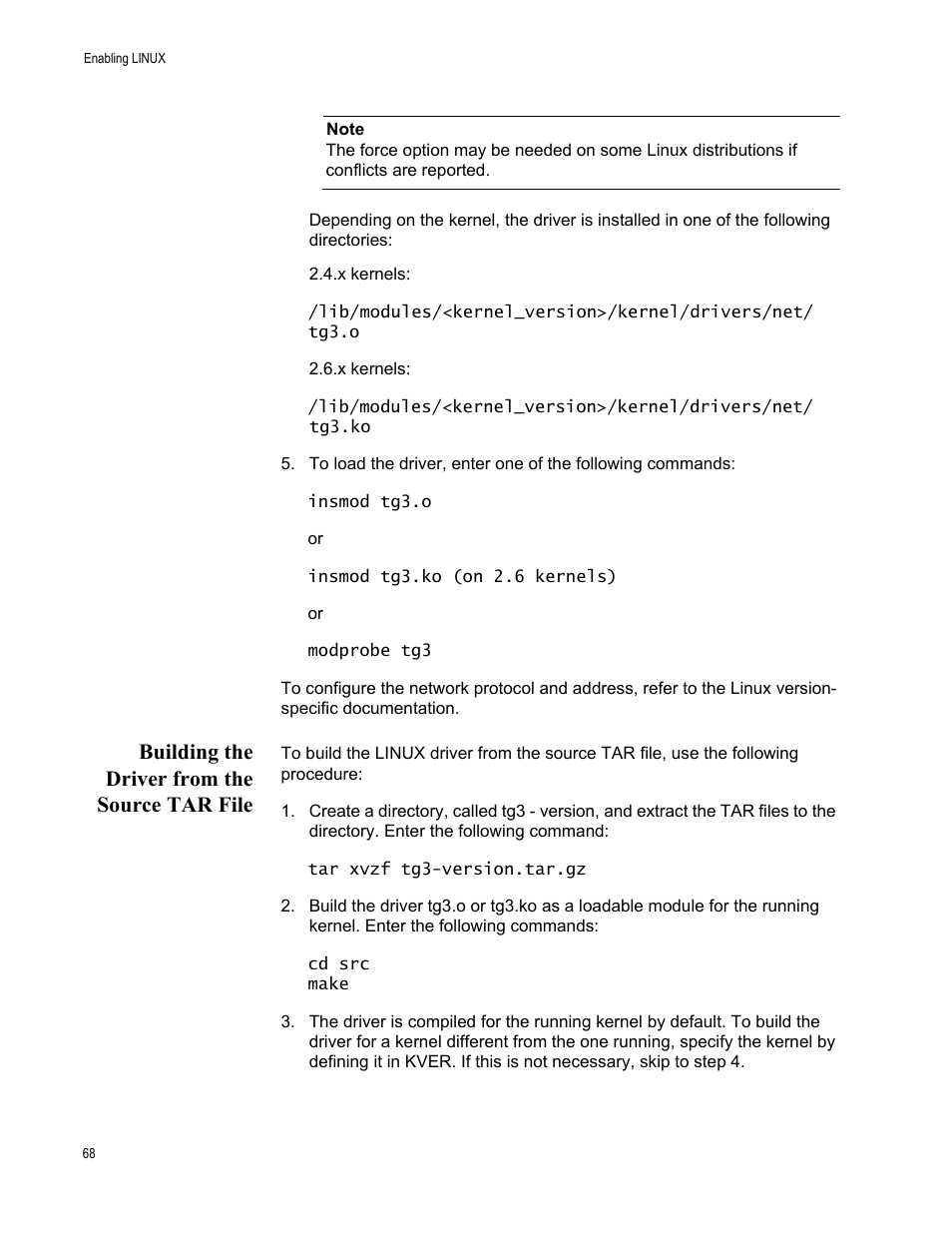 Building the driver from the source tar file | Allied Telesis AT-2912T User Manual | Page 68 / 92