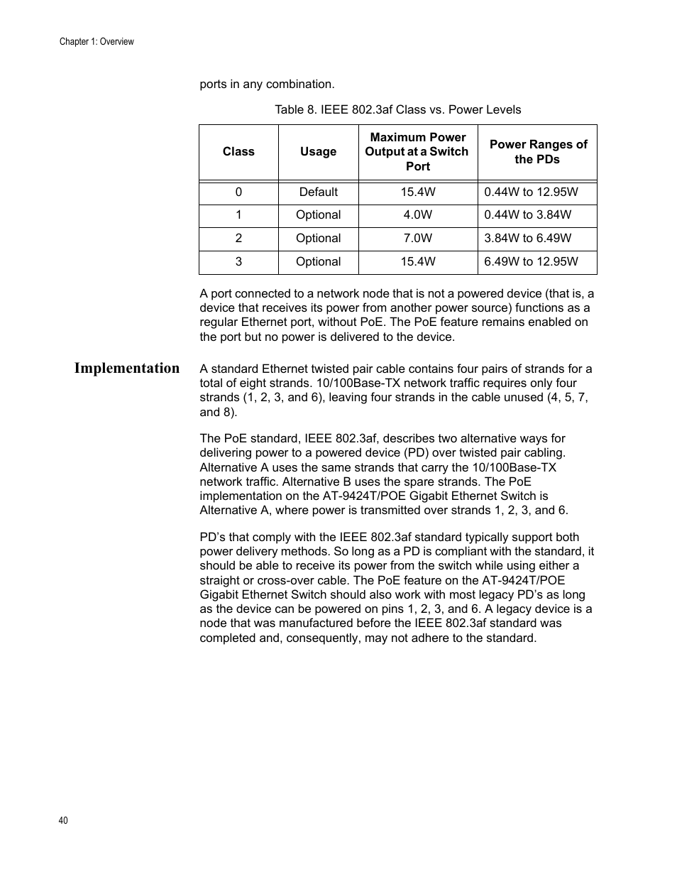 Implementation | Allied Telesis AT-9448Ts/XP (Basic Layer 3) User Manual | Page 40 / 82