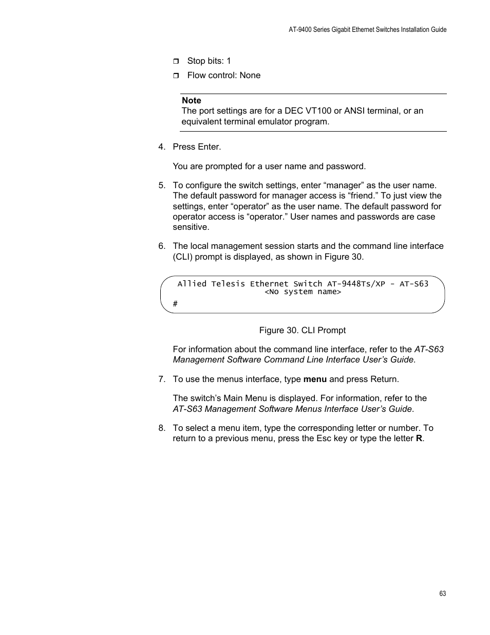 Allied Telesis AT-9448Ts/XP (Basic Layer 3) User Manual | Page 63 / 82