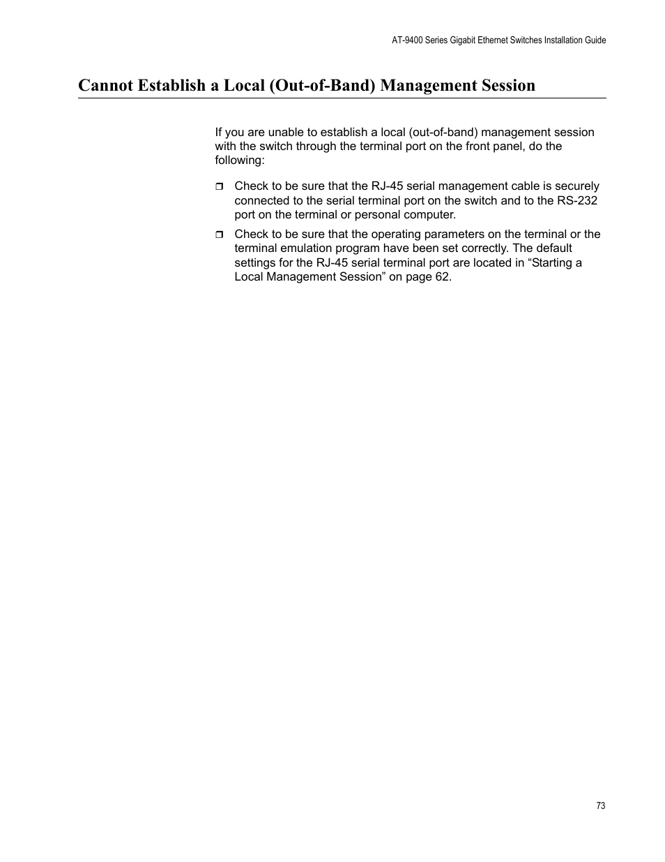 Allied Telesis AT-9448Ts/XP (Basic Layer 3) User Manual | Page 73 / 82