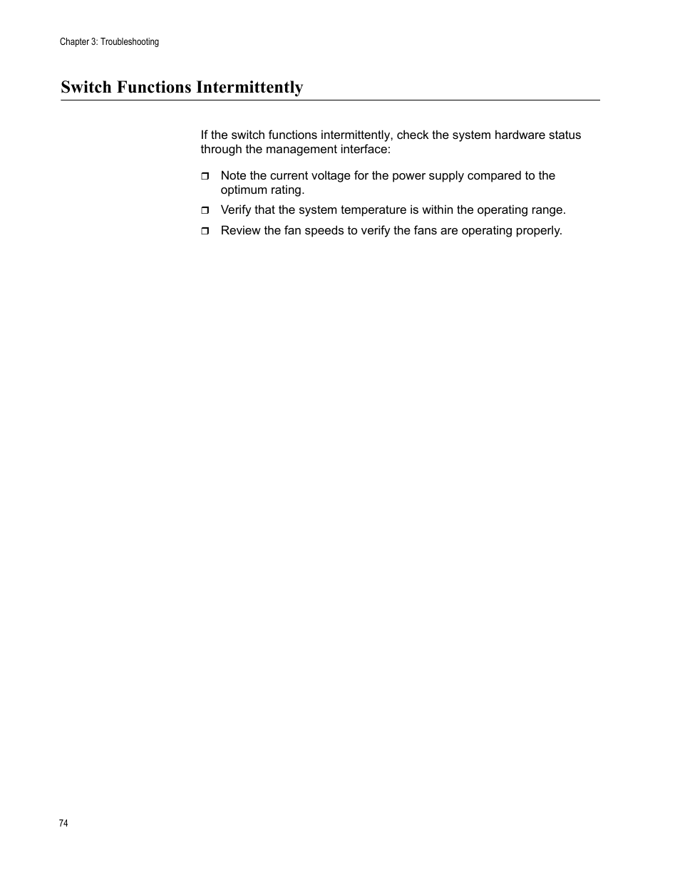 Switch functions intermittently | Allied Telesis AT-9448Ts/XP (Basic Layer 3) User Manual | Page 74 / 82
