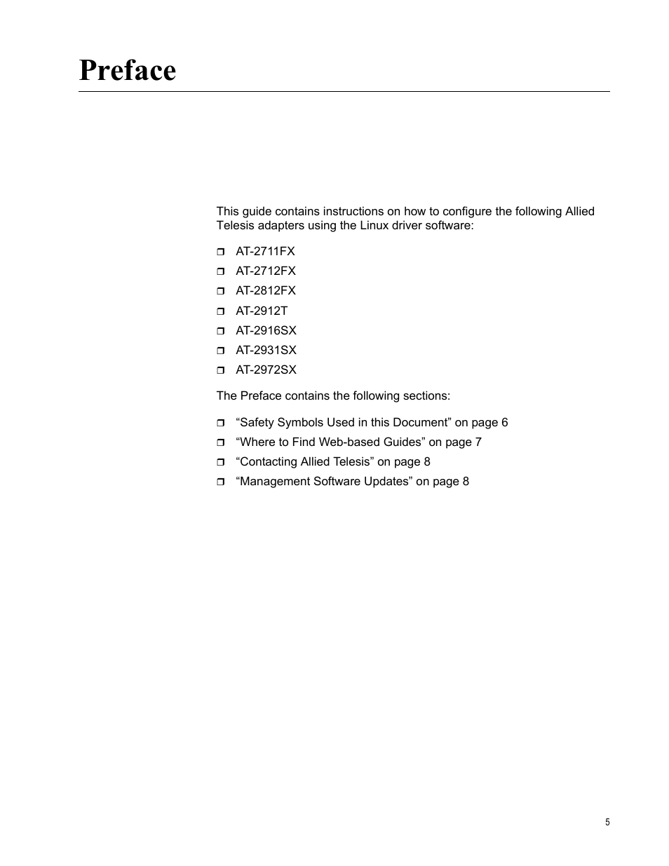 Preface | Allied Telesis AT-2972SX User Manual | Page 5 / 18