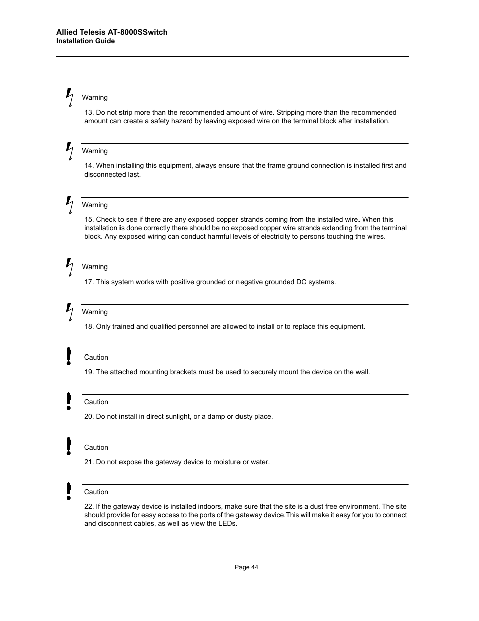 Allied Telesis AT-8000S (Layer 2) User Manual | Page 44 / 48