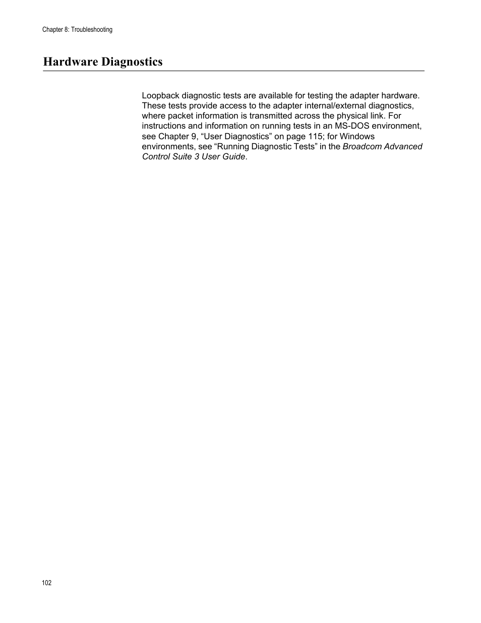 Hardware diagnostics | Allied Telesis AT-2973T (NetExtreme II) User Manual | Page 102 / 136