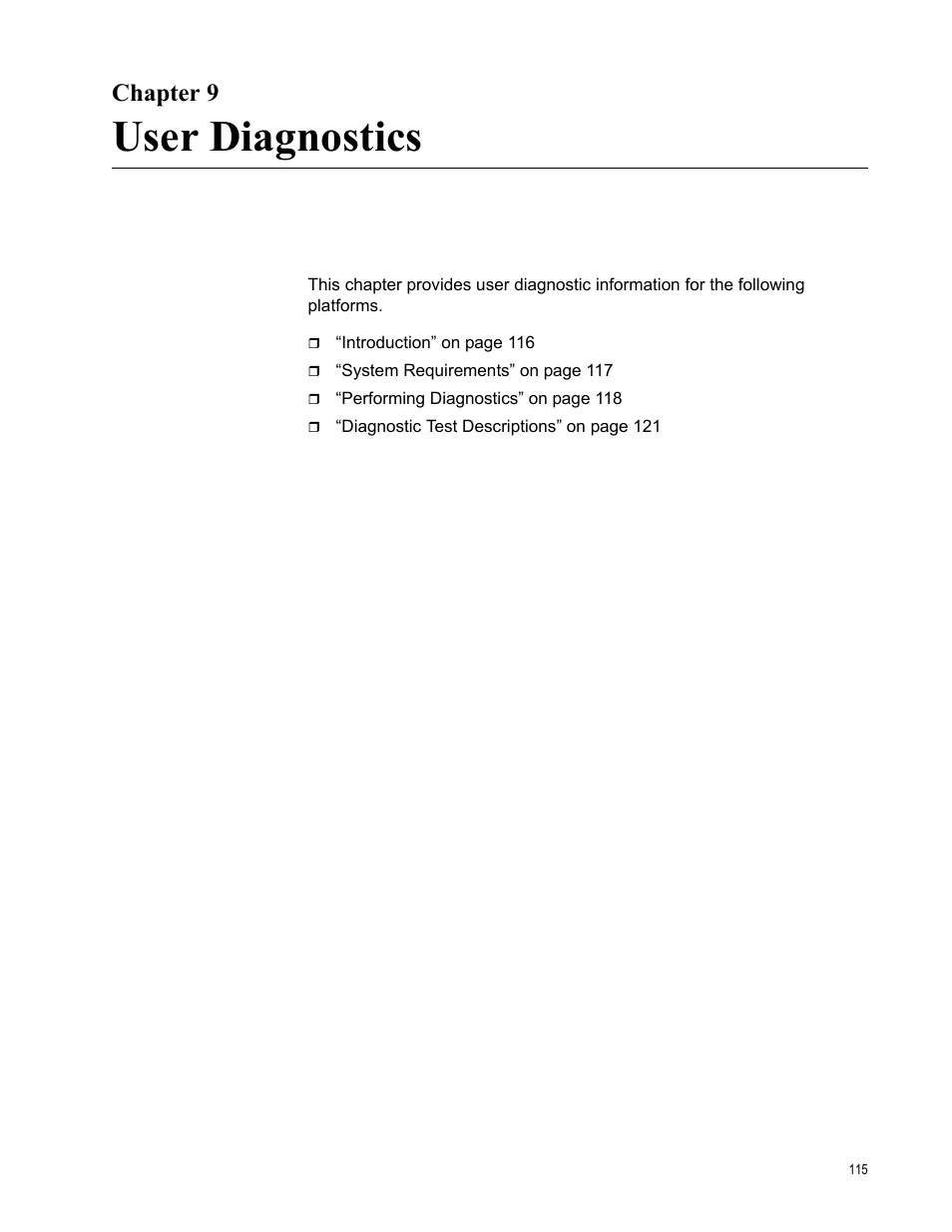 Chapter 9, User diagnostics | Allied Telesis AT-2973T (NetExtreme II) User Manual | Page 115 / 136