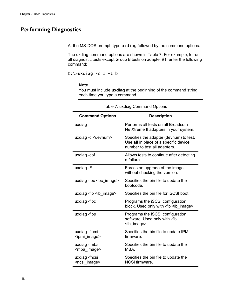 Performing diagnostics | Allied Telesis AT-2973T (NetExtreme II) User Manual | Page 118 / 136