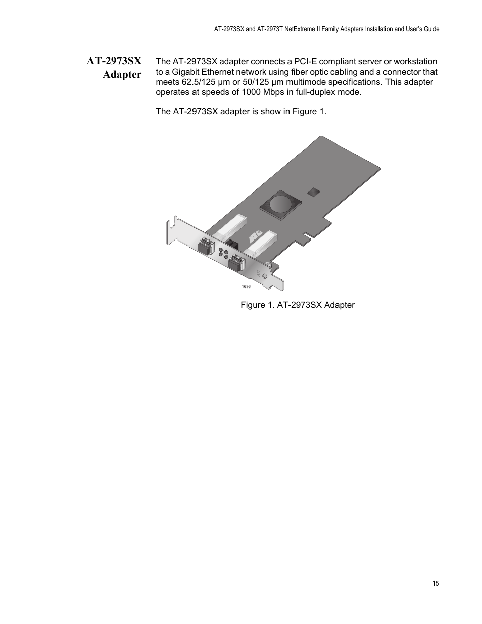 At-2973sx adapter | Allied Telesis AT-2973T (NetExtreme II) User Manual | Page 15 / 136