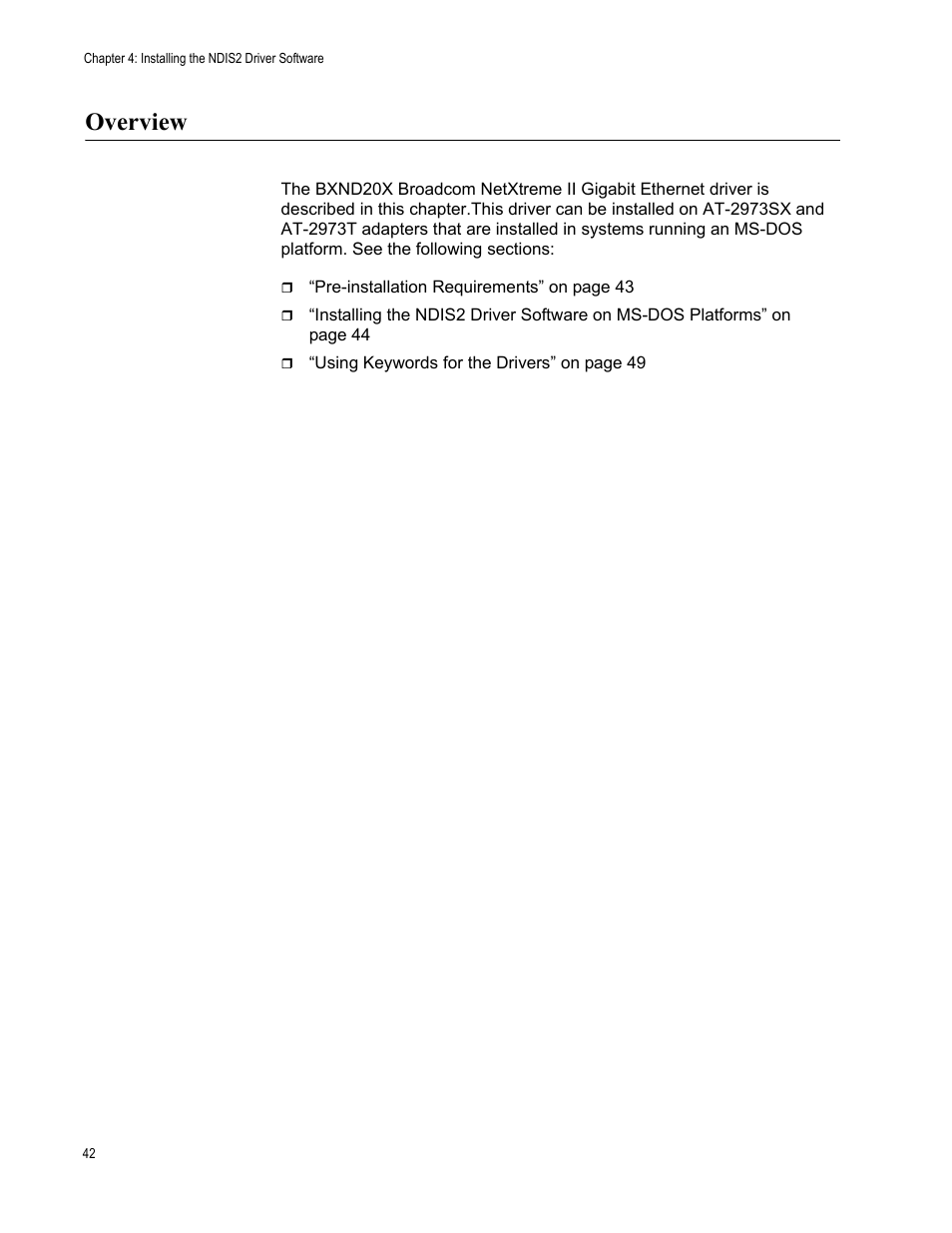 Overview | Allied Telesis AT-2973T (NetExtreme II) User Manual | Page 42 / 136
