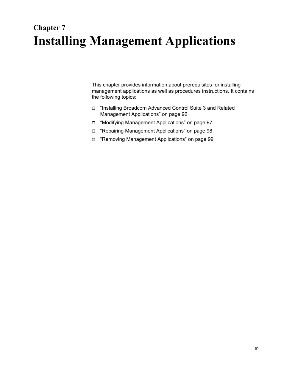 Chapter 7, Installing management applications, R 7: installing management applications | Allied Telesis AT-2973T (NetExtreme II) User Manual | Page 91 / 136