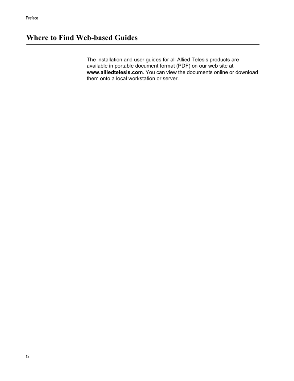 Where to find web-based guides | Allied Telesis AT-S87 User Manual | Page 12 / 148