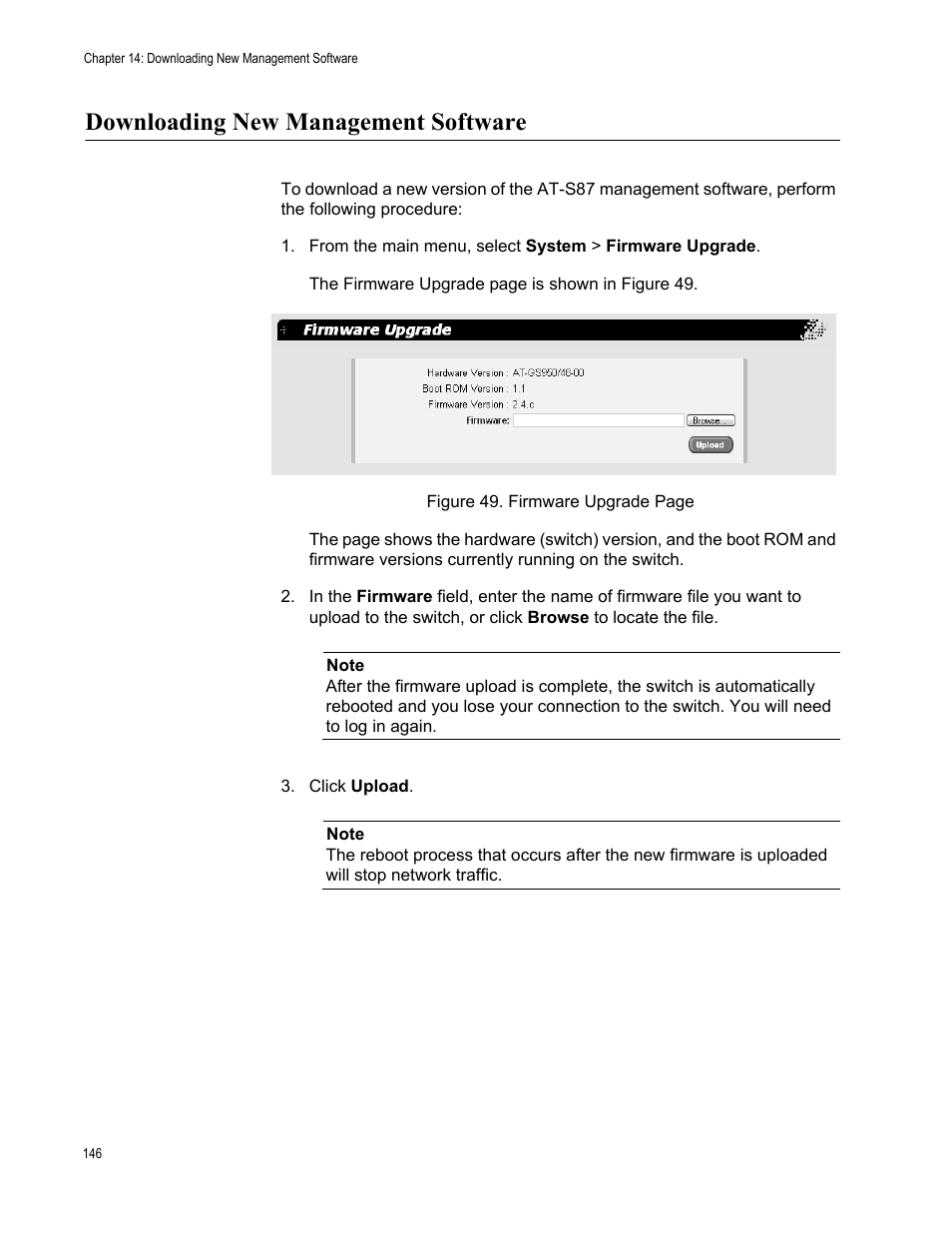 Downloading new management software | Allied Telesis AT-S87 User Manual | Page 146 / 148