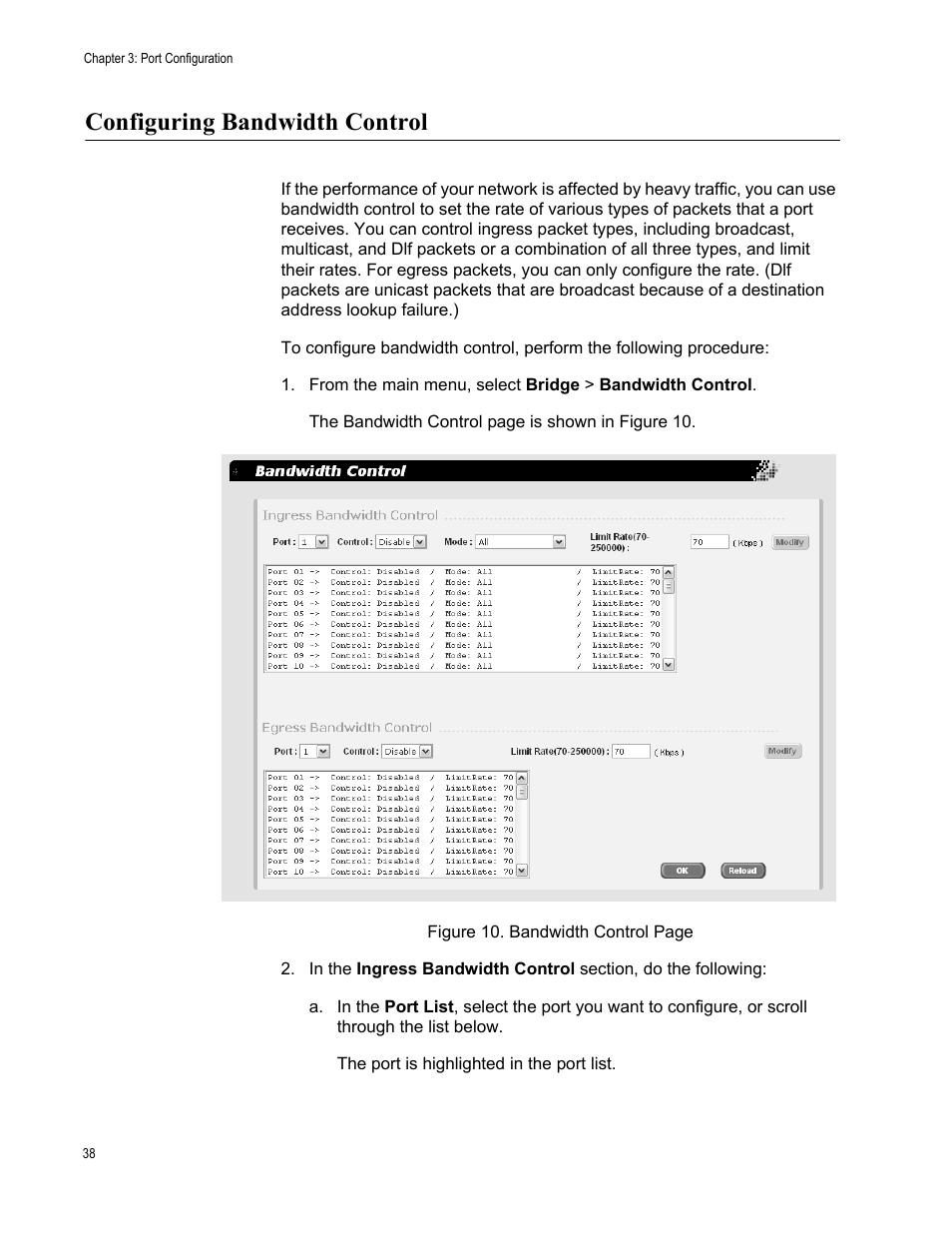 Configuring bandwidth control | Allied Telesis AT-S87 User Manual | Page 38 / 148