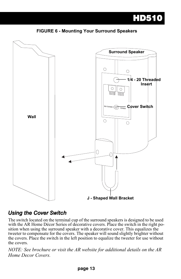 Hd510, Using the cover switch | Audiovox HD510 User Manual | Page 15 / 51