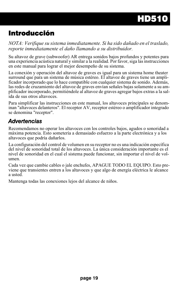 Hd510, Introducción | Audiovox HD510 User Manual | Page 21 / 51