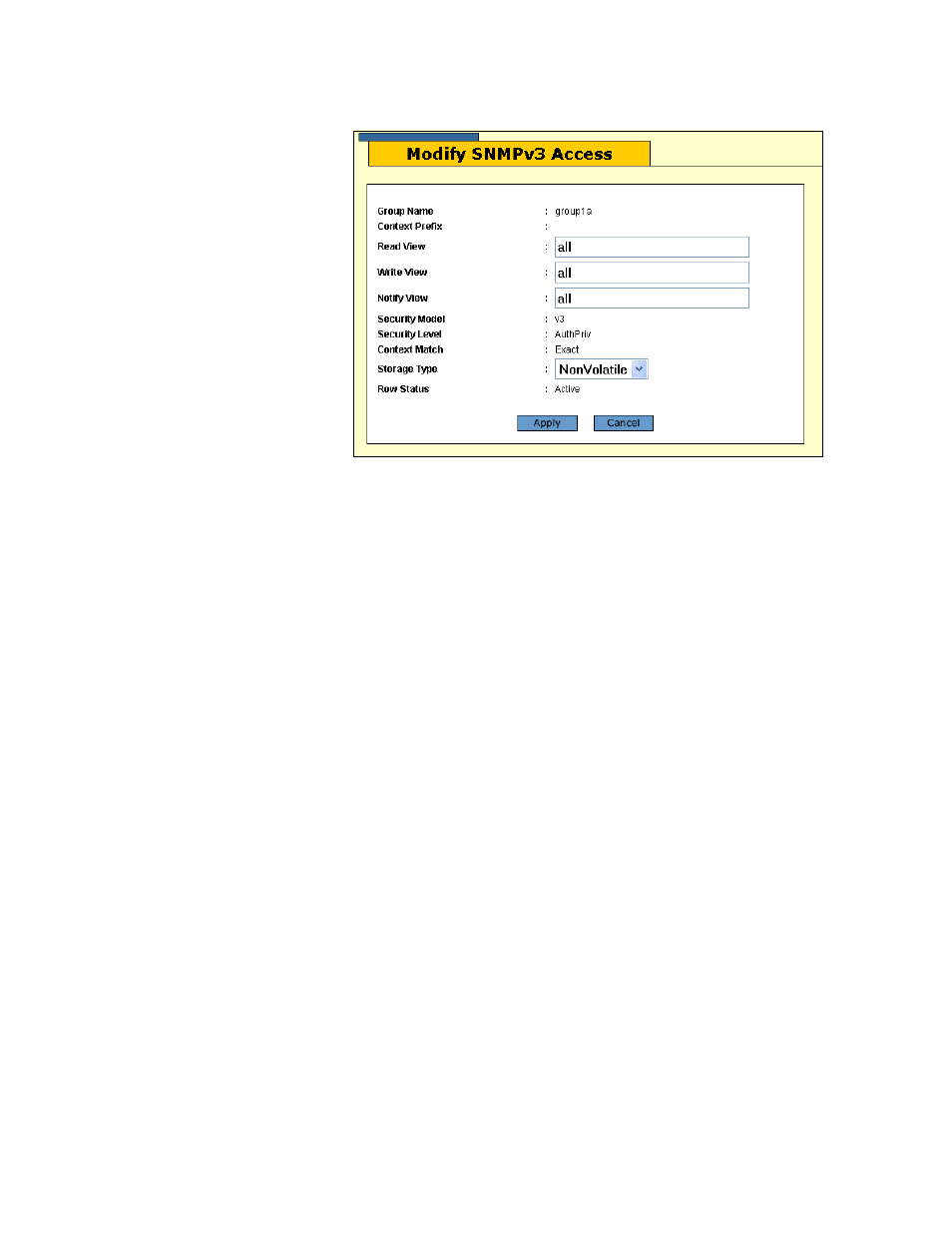 Modify snmpv3 access window, Figure 46 | Allied Telesis AT-S63 User Manual | Page 149 / 244