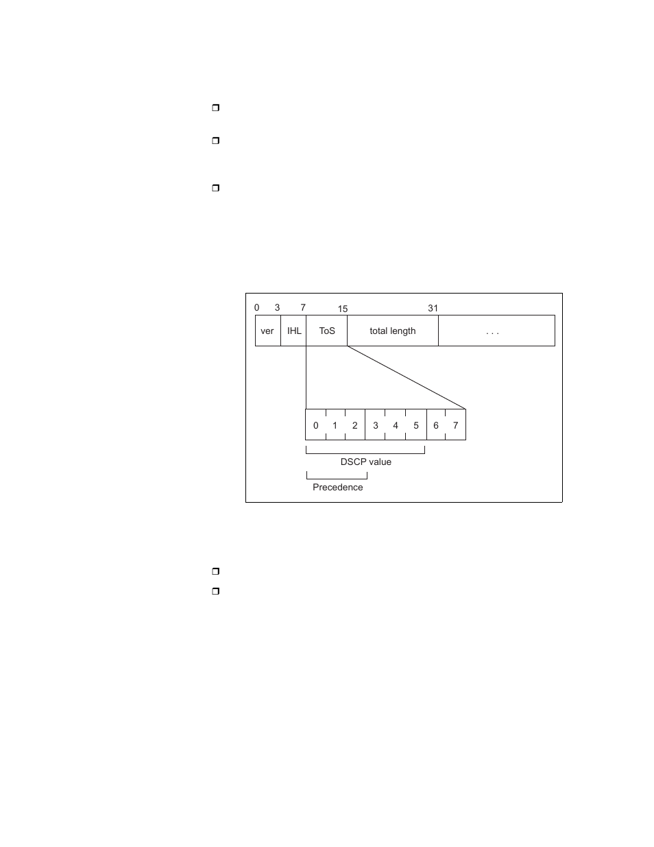 Figure 6: tos field in an ip header, Ip tos (type of service) (layer 3), Ip dscp (diffserv code point) (tos) (layer 3) | Allied Telesis AT-S63 User Manual | Page 141 / 582