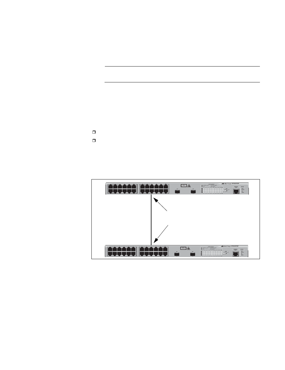 Point-to-point and edge ports, Figure 33: point-to-point ports, Point-to-point port | Point-to-point ports (full-duplex mode), Class 1 laser product, L/a d/c d/c l/a d/c l/a | Allied Telesis AT-S63 User Manual | Page 277 / 582