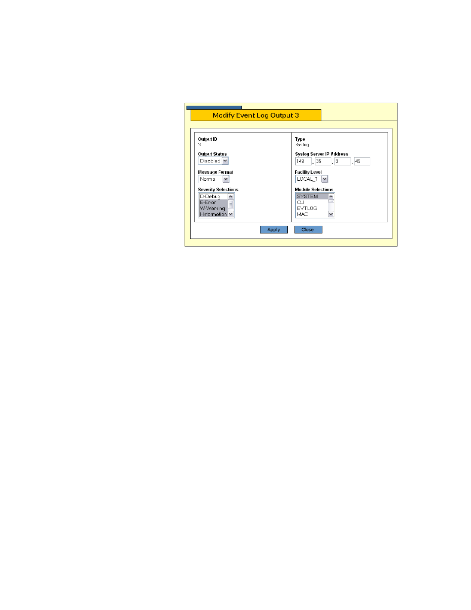 Deleting a syslog output definition | Allied Telesis AT-S63 User Manual | Page 131 / 412