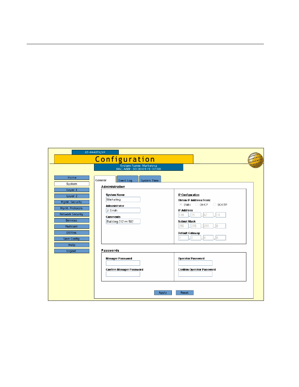 Figure 1: general tab (configuration) | Allied Telesis AT-S63 User Manual | Page 26 / 412