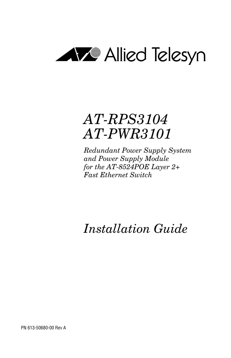 Allied Telesis AT-PWR3101 User Manual | 60 pages