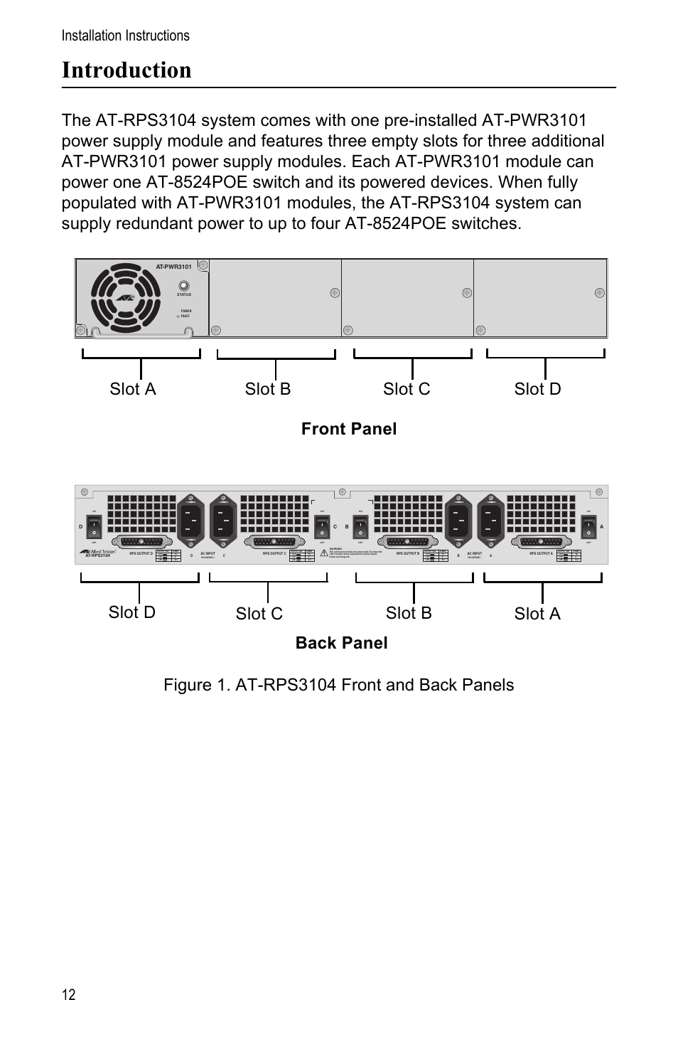 Introduction, Installation instructions 12 | Allied Telesis AT-PWR3101 User Manual | Page 12 / 60