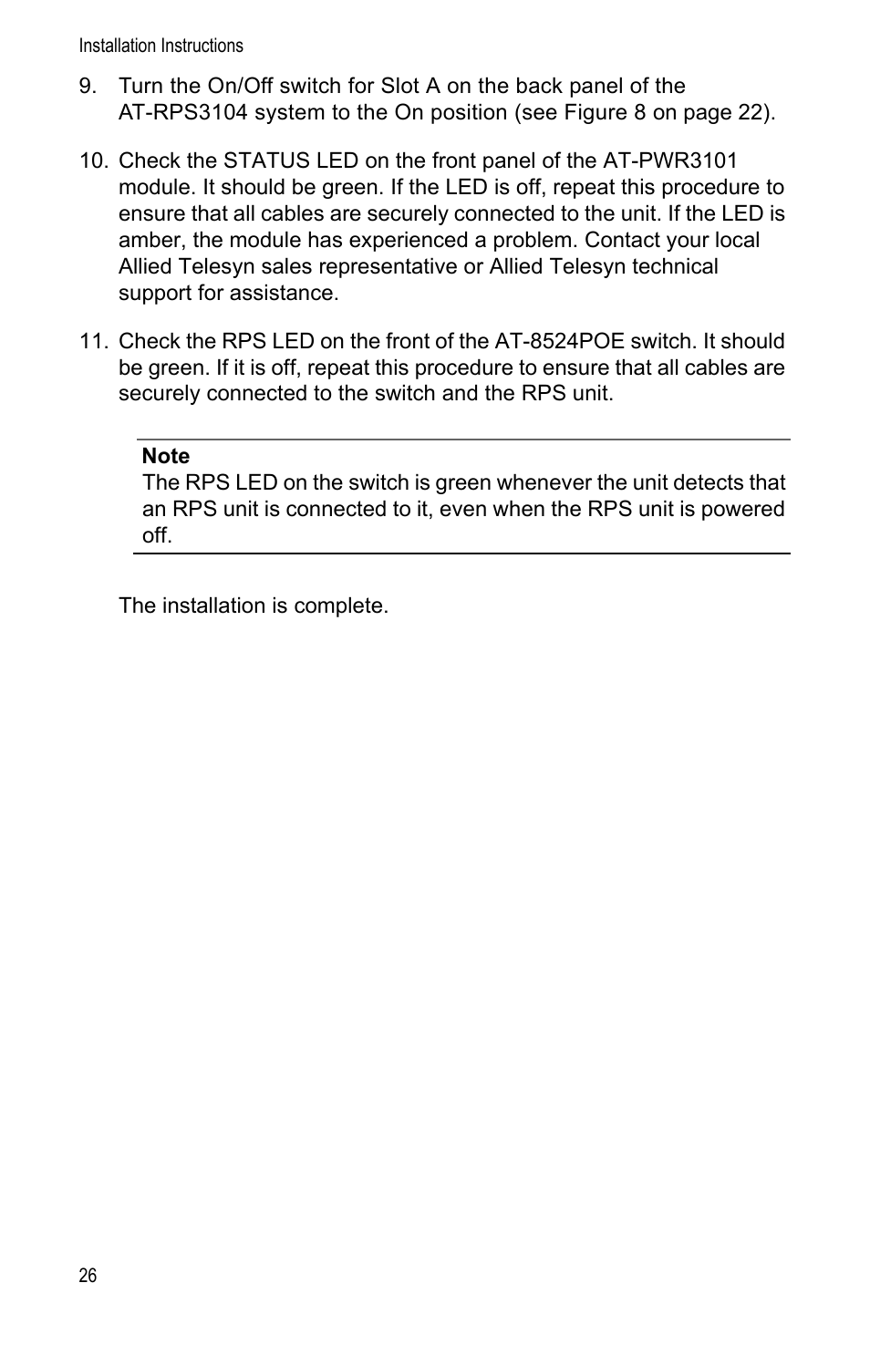 Allied Telesis AT-PWR3101 User Manual | Page 26 / 60