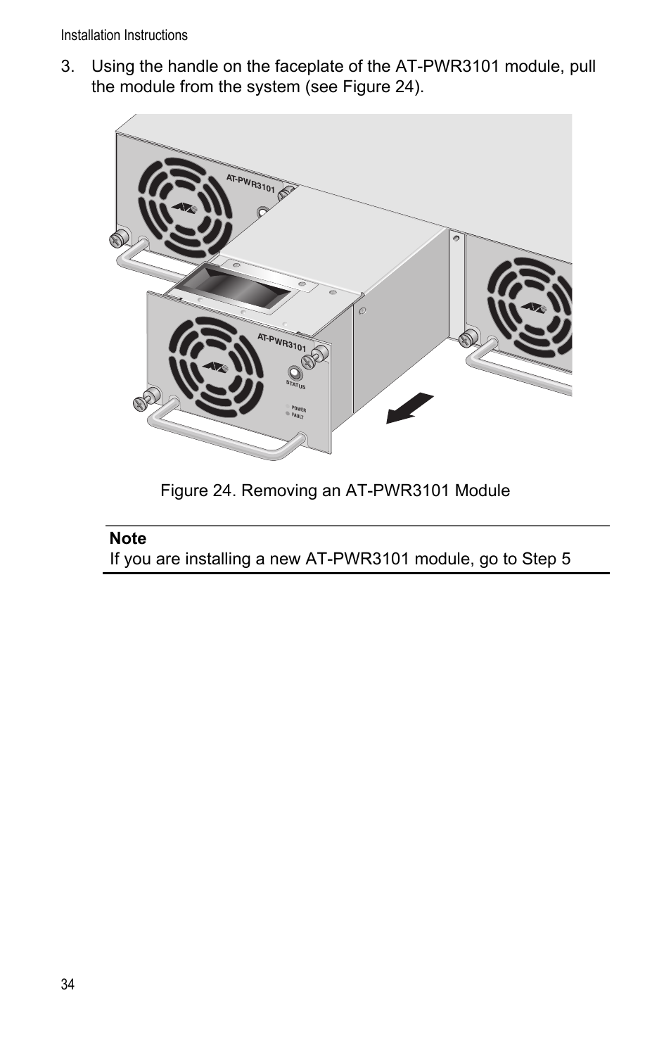 Installation instructions 34 | Allied Telesis AT-PWR3101 User Manual | Page 34 / 60