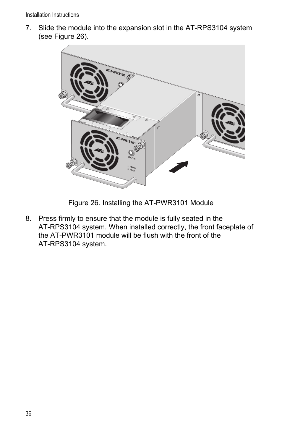 Installation instructions 36 | Allied Telesis AT-PWR3101 User Manual | Page 36 / 60