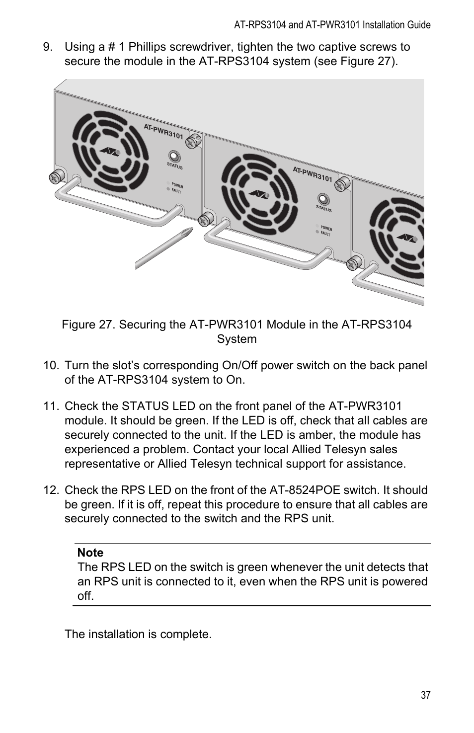 Allied Telesis AT-PWR3101 User Manual | Page 37 / 60