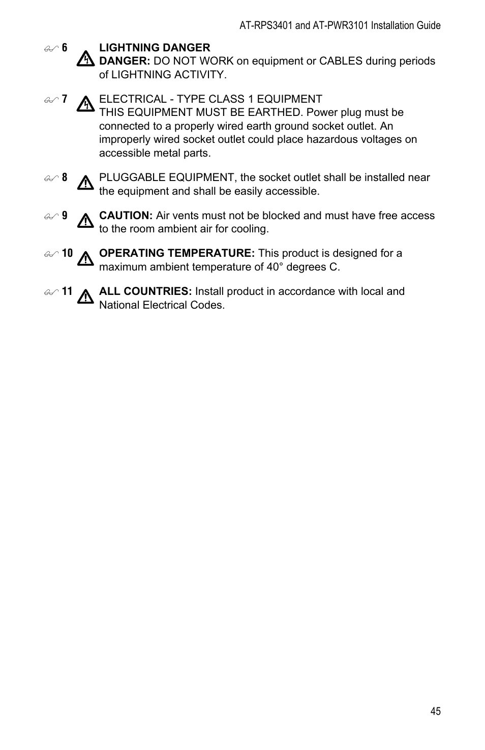 Allied Telesis AT-PWR3101 User Manual | Page 45 / 60