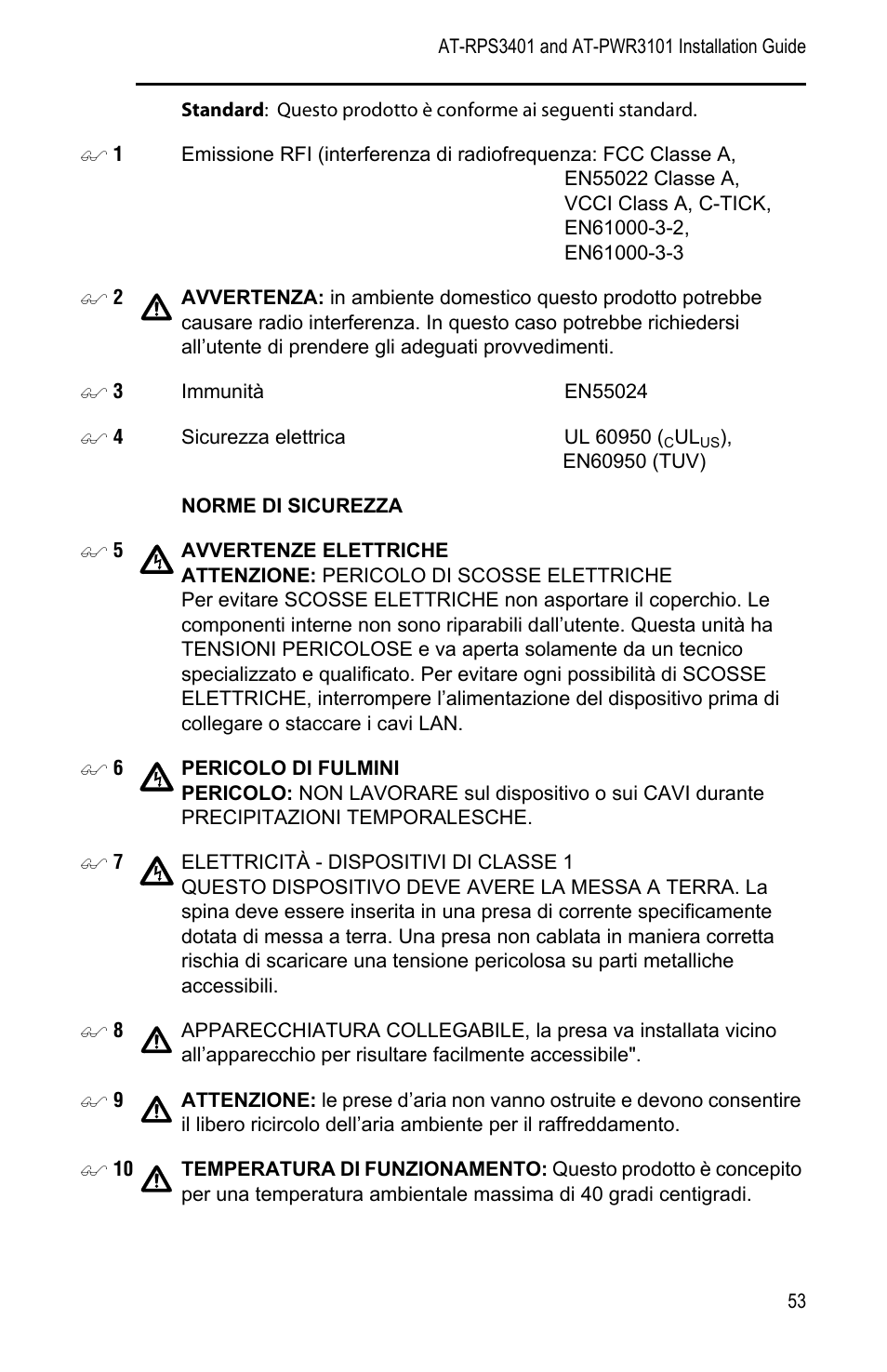 Allied Telesis AT-PWR3101 User Manual | Page 53 / 60