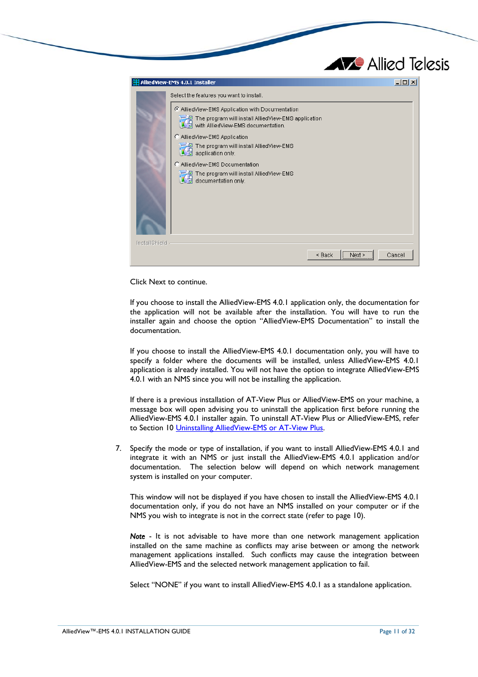 Allied Telesis AlliedView-EMS 4.0.1 INSTALLATION User Manual | Page 11 / 32