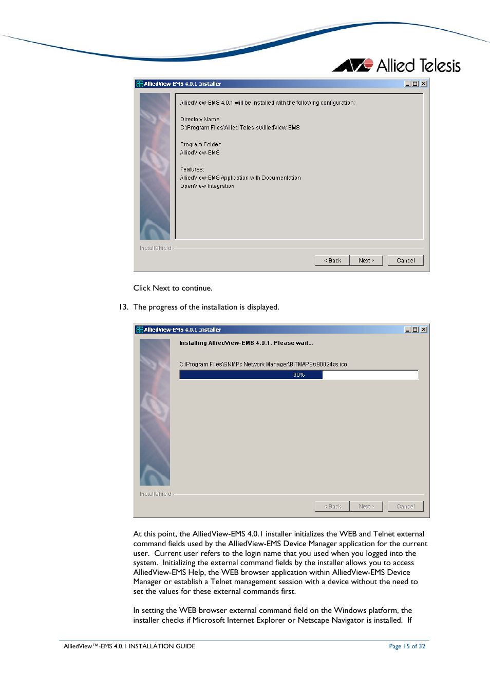 Allied Telesis AlliedView-EMS 4.0.1 INSTALLATION User Manual | Page 15 / 32