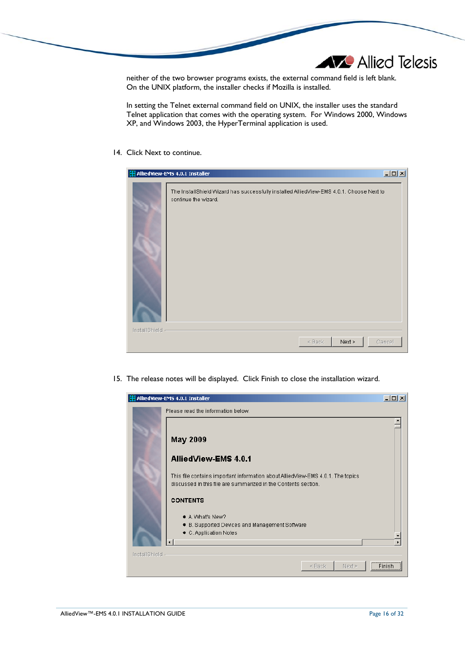 Allied Telesis AlliedView-EMS 4.0.1 INSTALLATION User Manual | Page 16 / 32