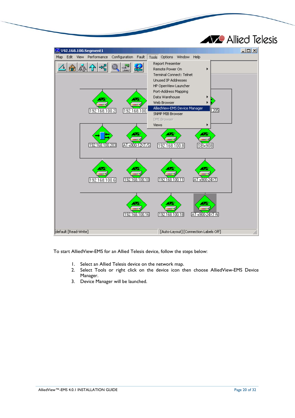 Allied Telesis AlliedView-EMS 4.0.1 INSTALLATION User Manual | Page 20 / 32
