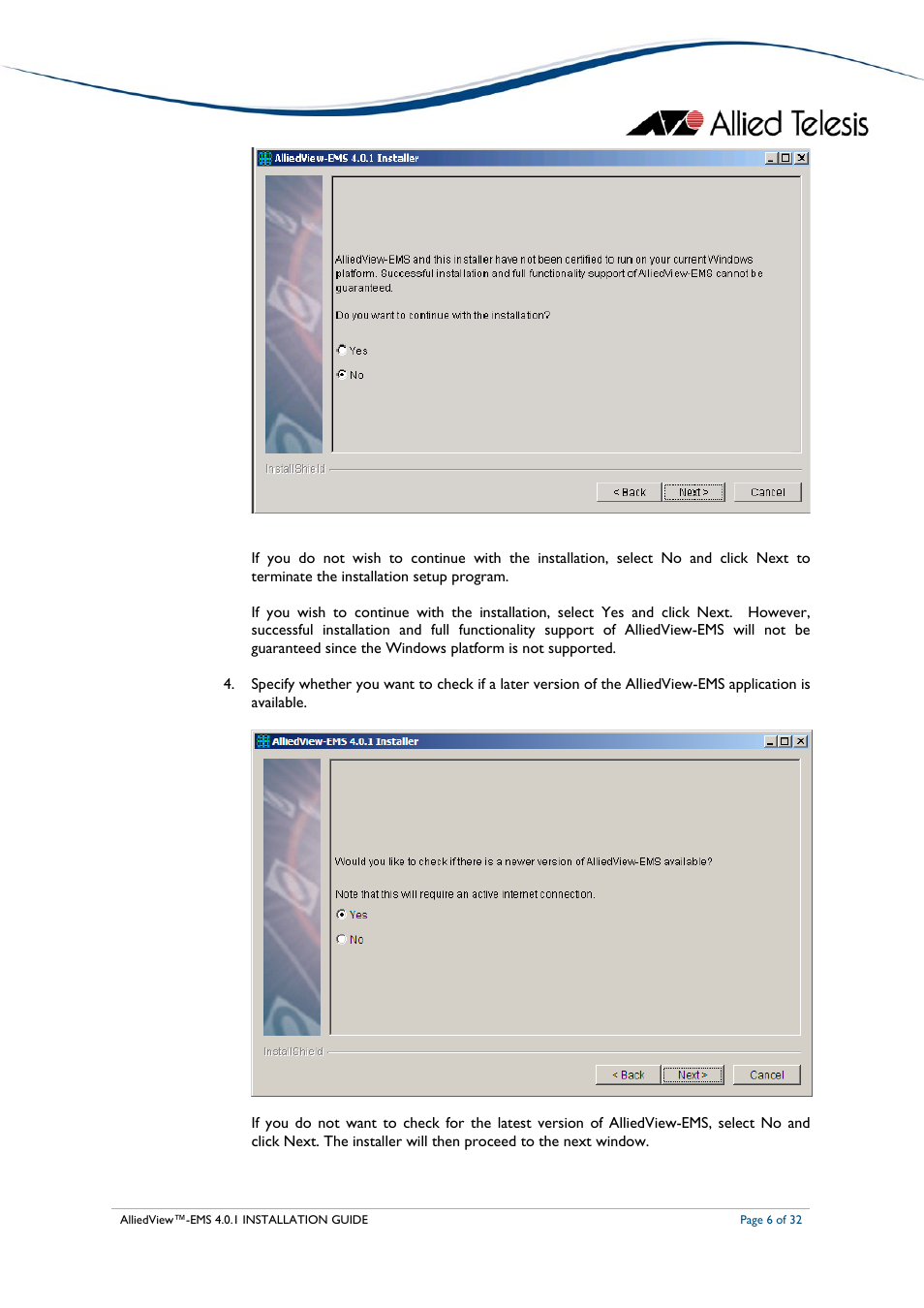 Allied Telesis AlliedView-EMS 4.0.1 INSTALLATION User Manual | Page 6 / 32