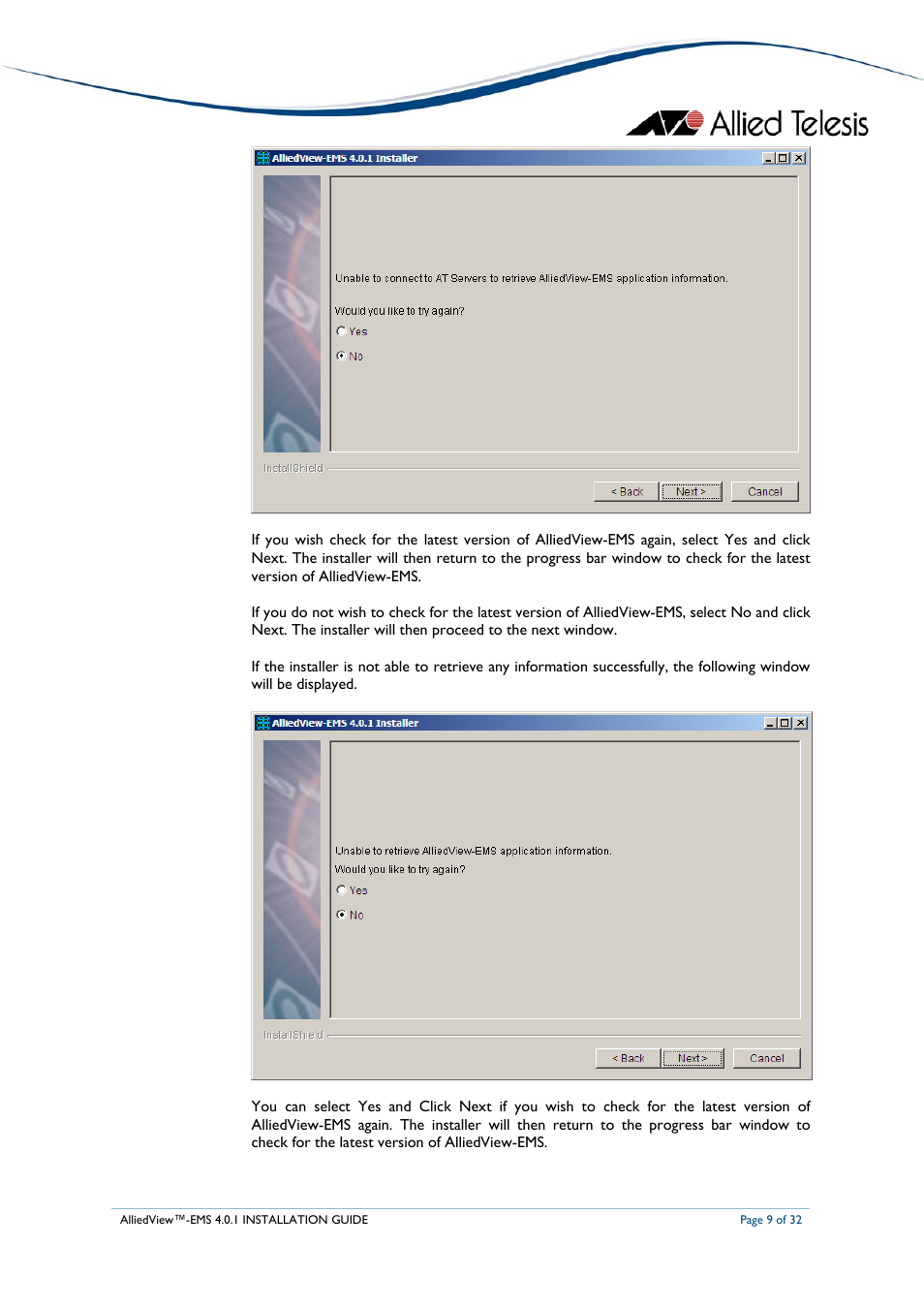 Allied Telesis AlliedView-EMS 4.0.1 INSTALLATION User Manual | Page 9 / 32