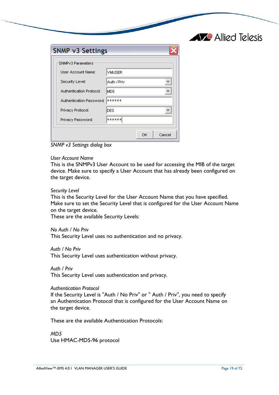 Allied Telesis AlliedView-EMS 4.0.1 VLAN MANAGER User Manual | Page 19 / 72