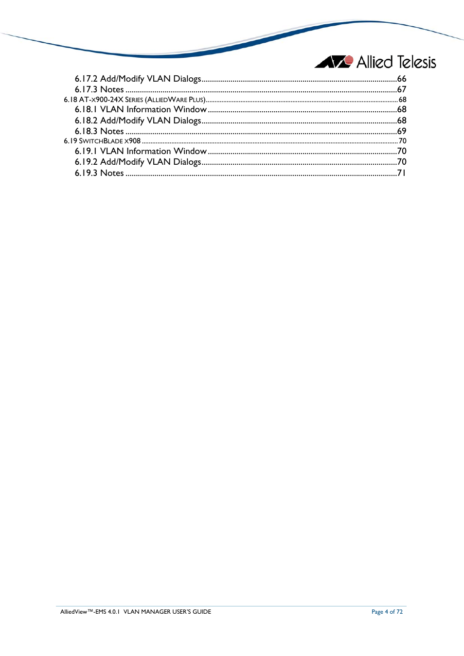 Allied Telesis AlliedView-EMS 4.0.1 VLAN MANAGER User Manual | Page 4 / 72