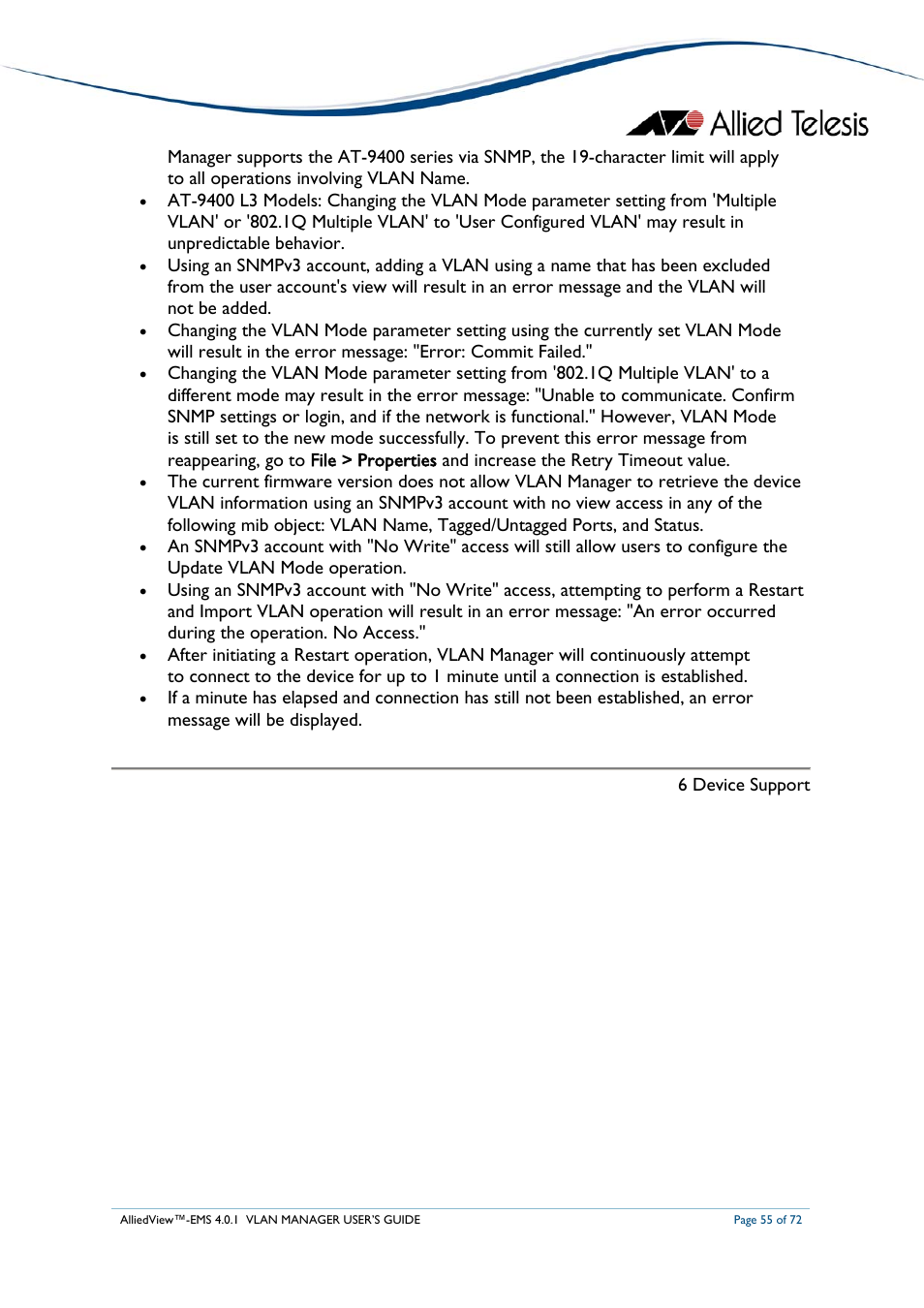 Allied Telesis AlliedView-EMS 4.0.1 VLAN MANAGER User Manual | Page 55 / 72