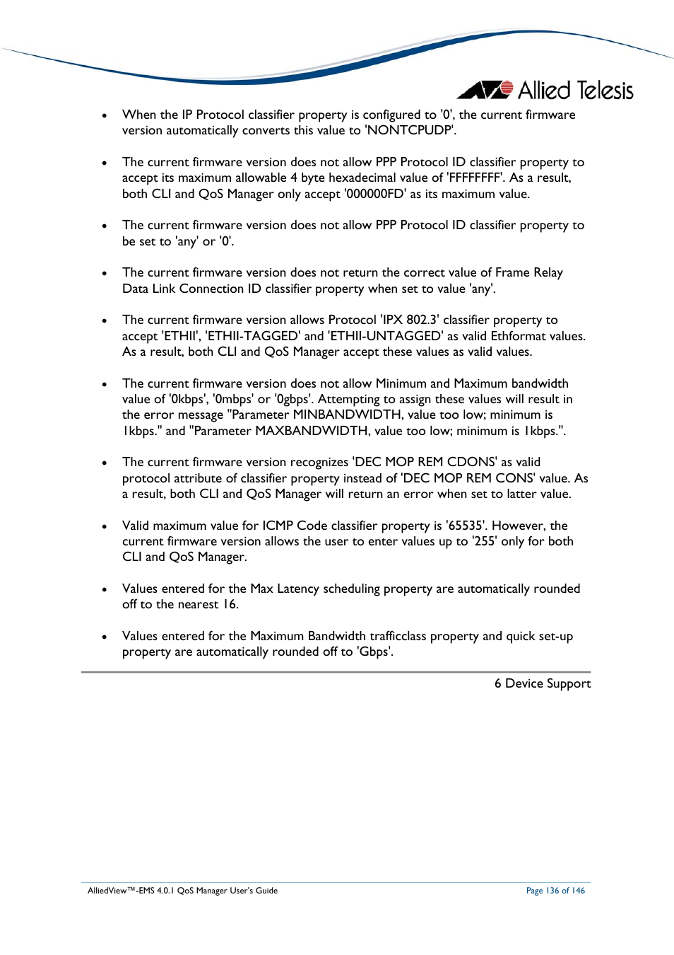 Allied Telesis AlliedView-EMS 4.0.1 QoS MANAGER User Manual | Page 136 / 146