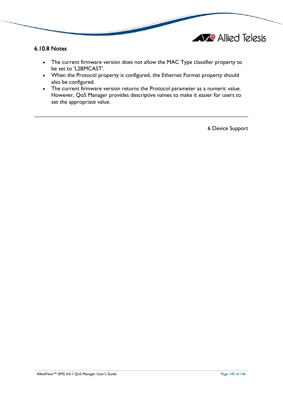 8 notes, Notes | Allied Telesis AlliedView-EMS 4.0.1 QoS MANAGER User Manual | Page 145 / 146