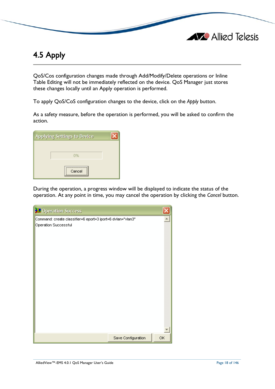 5 apply, Pply, Apply | Allied Telesis AlliedView-EMS 4.0.1 QoS MANAGER User Manual | Page 18 / 146