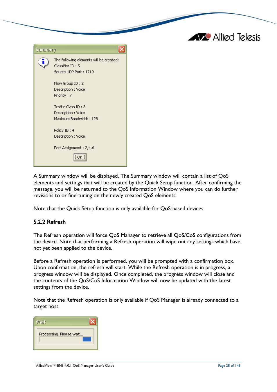 2 refresh, Refresh | Allied Telesis AlliedView-EMS 4.0.1 QoS MANAGER User Manual | Page 28 / 146
