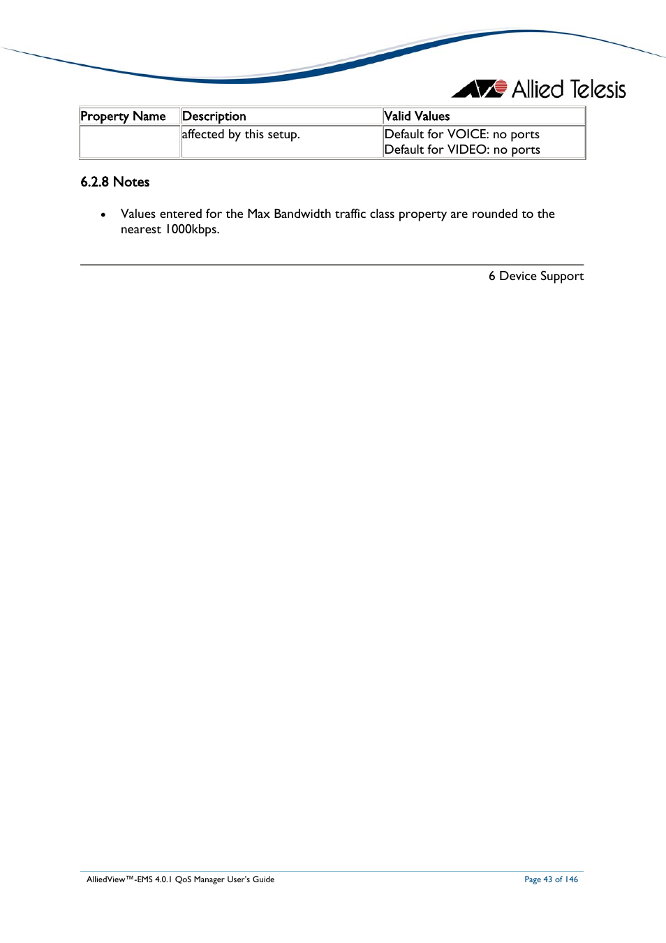 8 notes, Notes | Allied Telesis AlliedView-EMS 4.0.1 QoS MANAGER User Manual | Page 43 / 146